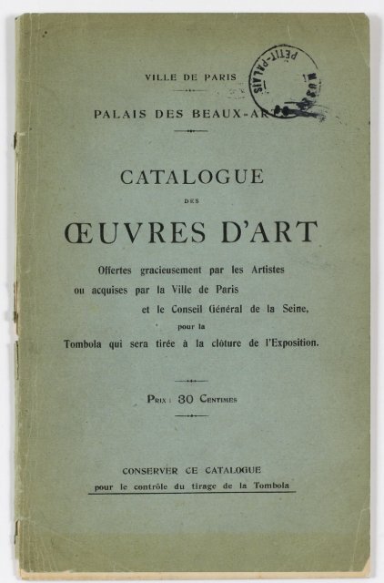 ÅUVRES D'ART - Le Petit Palais - Ville de Paris