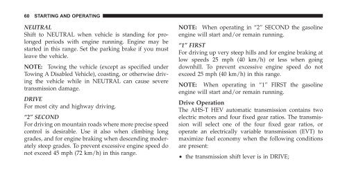 2009 HB/HG Aspen/Durango HEV Supplement