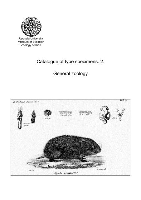 Catalogue of type specimens 2. General Zoology - Evolutionsmuseet