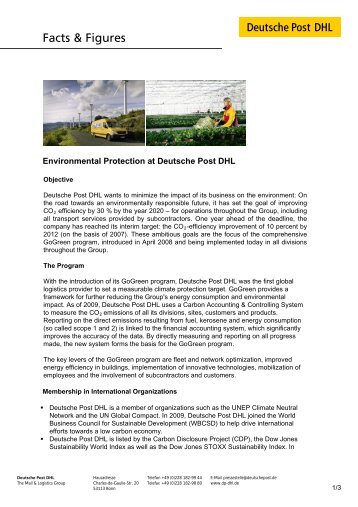 Fact sheet GoGreen - Deutsche Post DHL