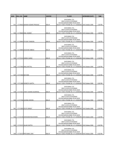 Result of Written Examination held on 14th September 2008 and the ...