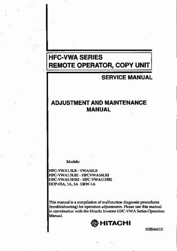 HFC-VWA Series Service Manual - Hitachi America, Ltd.