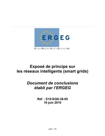 Exposé de principe sur les réseaux intelligents (smart grids ...