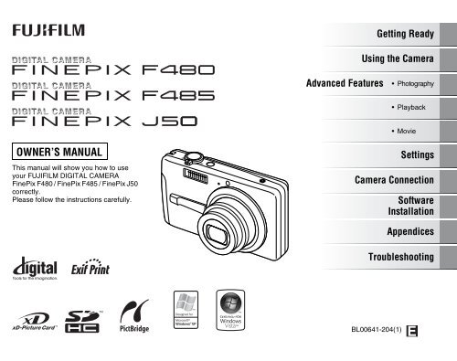 Finepix F480 / Finepix F485 / Finepix J50 OWNER'S MANUAL