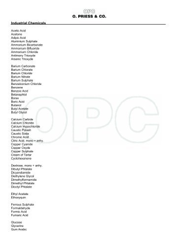 Product list Industrial Chemicals (221 KB) - Wiechers & Helm