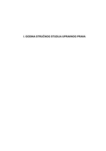 I. GODINA STRUÄNOG STUDIJA UPRAVNOG PRAVA