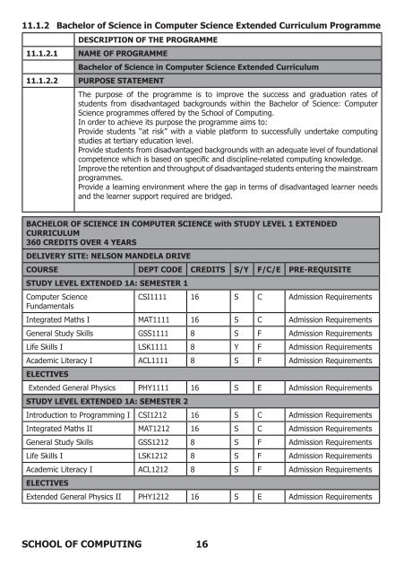 School of Computing prospectus 2012 - Walter Sisulu University