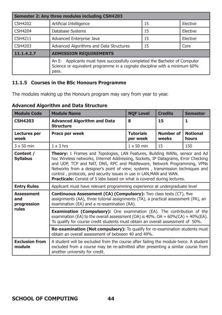 School of Computing prospectus 2012 - Walter Sisulu University