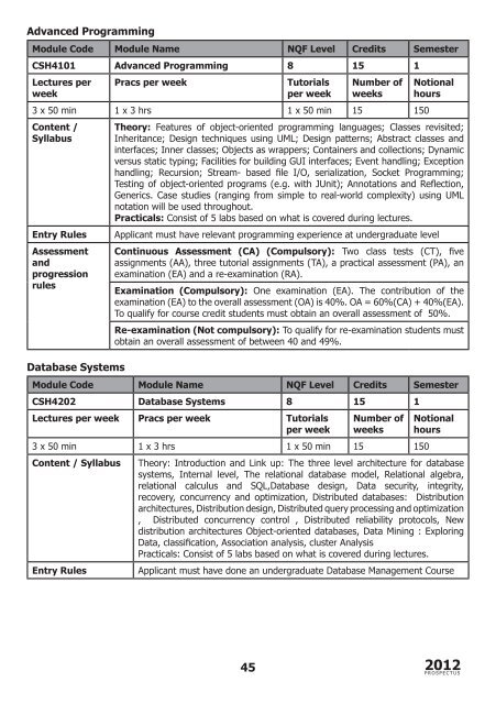 School of Computing prospectus 2012 - Walter Sisulu University