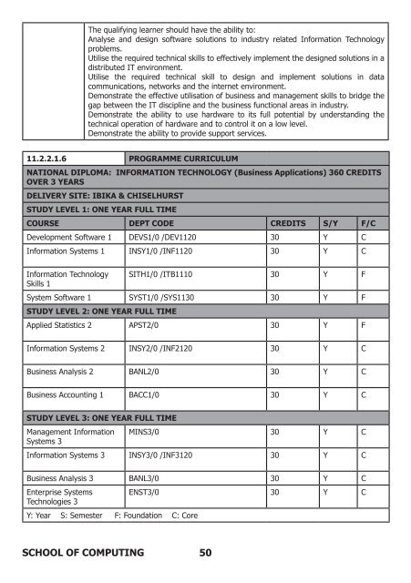 School of Computing prospectus 2012 - Walter Sisulu University