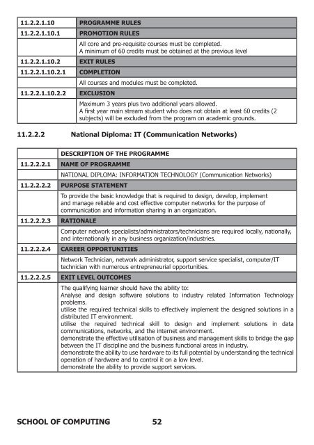 School of Computing prospectus 2012 - Walter Sisulu University