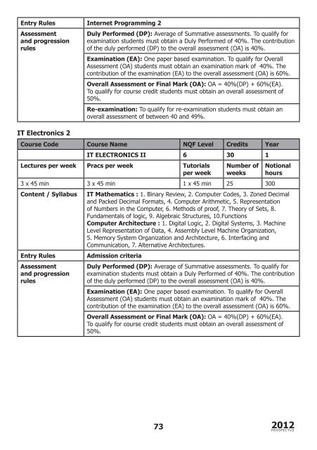 School of Computing prospectus 2012 - Walter Sisulu University