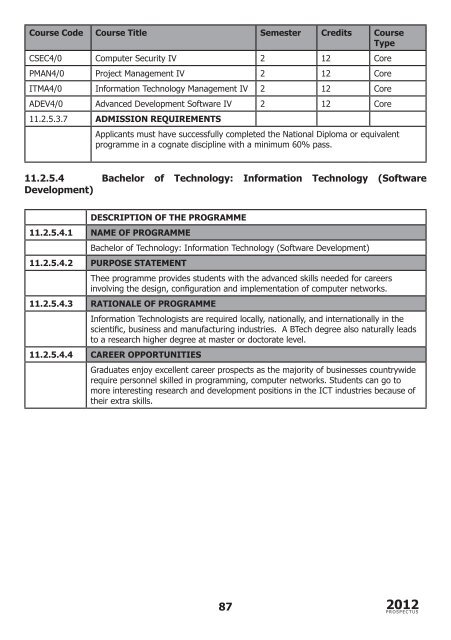 School of Computing prospectus 2012 - Walter Sisulu University