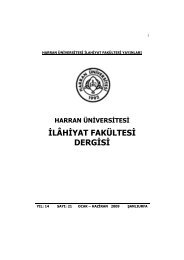 Ä°LÃHÄ°YAT FAKÃLTESÄ° DERGÄ°SÄ° - Ä°lahiyat FakÃ¼ltesi - Harran .