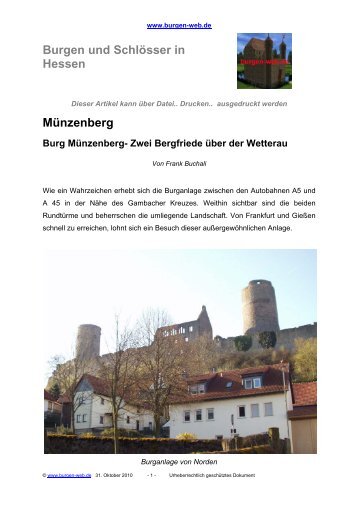 Münzenberg Burg Münzenberg- Zwei Bergfriede ... - Burgen-Web.de