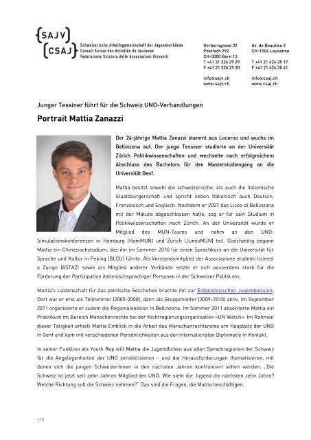 Portrait Mattia Zanazzi - SAJV