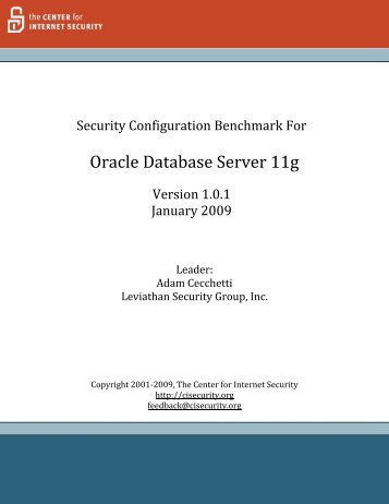 Oracle 11g - Benchmarks - Center for Internet Security