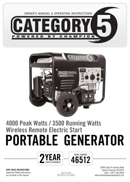 PORTABLE GENERATOR