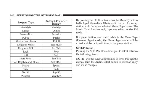 2008 RT Caravan Owner Manual