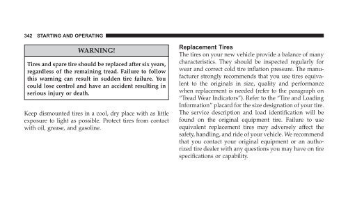 2008 RT Caravan Owner Manual