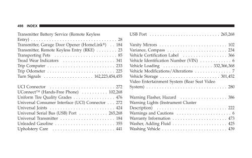 2008 RT Caravan Owner Manual