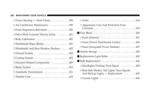 2008 HB Dodge Durango Owner Manual