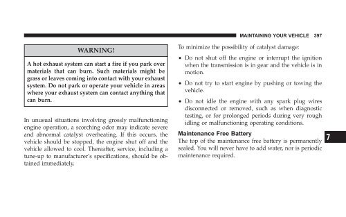 2008 HB Dodge Durango Owner Manual