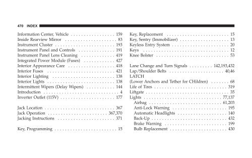 2008 HB Dodge Durango Owner Manual