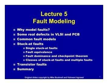 Lecture 5 Fault Modeling - CS Course Webpages