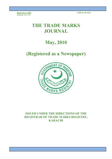 THE TRADE MARKS JOURNAL May, 2010  - IPO Pakistan