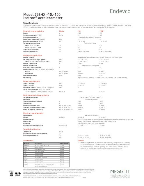 Model 256HX -10,-100 Isotron® accelerometer - Endevco