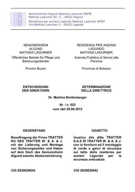 022 Dachsicherung - Verband der Seniorenwohnheime Südtirols