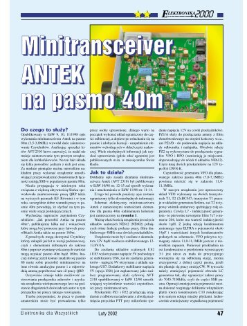 Minitransceiver ANTEK na pasmo 40m - Elportal