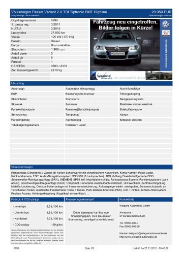 Volkswagen Passat Variant 1.4 TSI Trendline KLIMA NAVI 18.950 ...