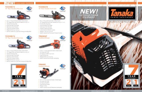 tanaka new product brochure - Tanaka Power Equipment