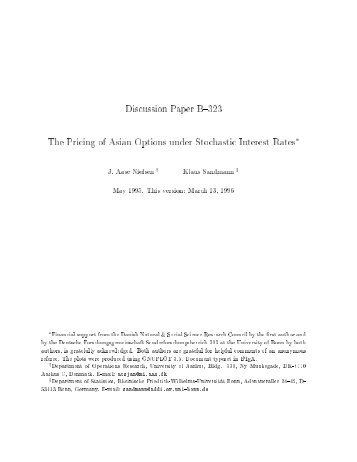Discussion Paper B{323 The Pricing of Asian Options under ...
