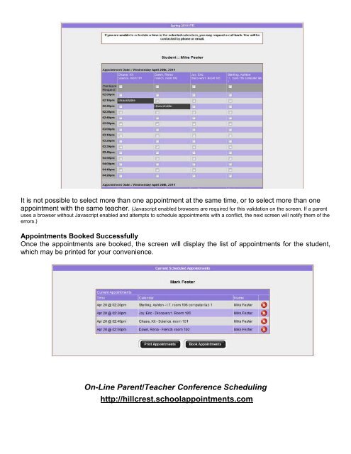 On-Line Parent/Teacher Conference Scheduling Go to: http ...