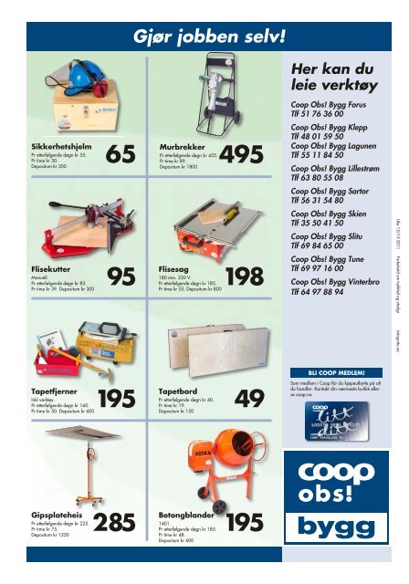 Utleie av verktÃ¸y og maskiner - Coop