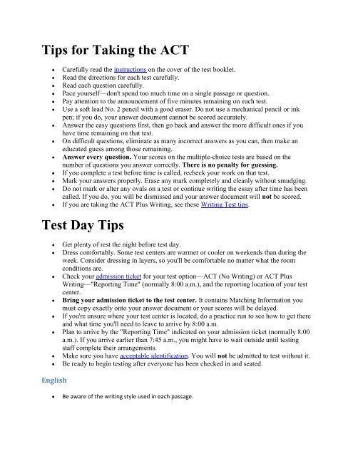 act writing tips