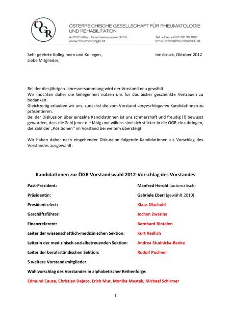 ÖGR Vorstandswahl - KandidatInnenliste