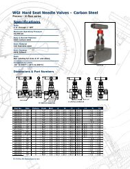 WGI Hard Seat Needle Valves – Carbon Steel Specifications