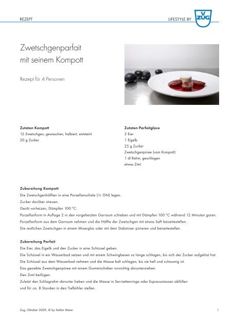 Rezept als PDF herunterladen - Lifestyle by V-ZUG AG