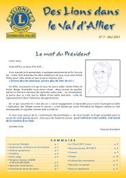 Des Lions dans le Val d'Allier - Lions Club. District 103 Centre Sud