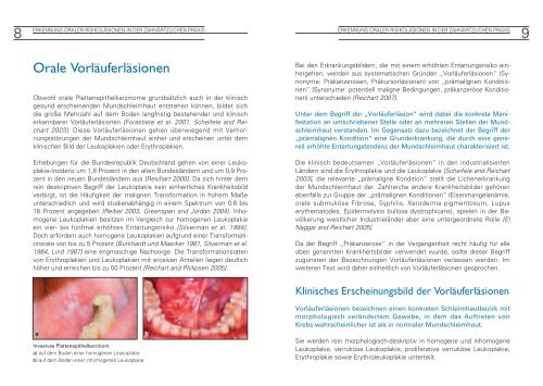 Erkennung oraler Risiko- läsionen in der zahnärztlichen Praxis