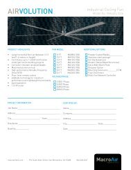 submittal sheet - MacroAir HVLS Fans