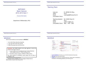 MATH0201 Basic Calculus 2012--2013 Sem 1 - Course Information