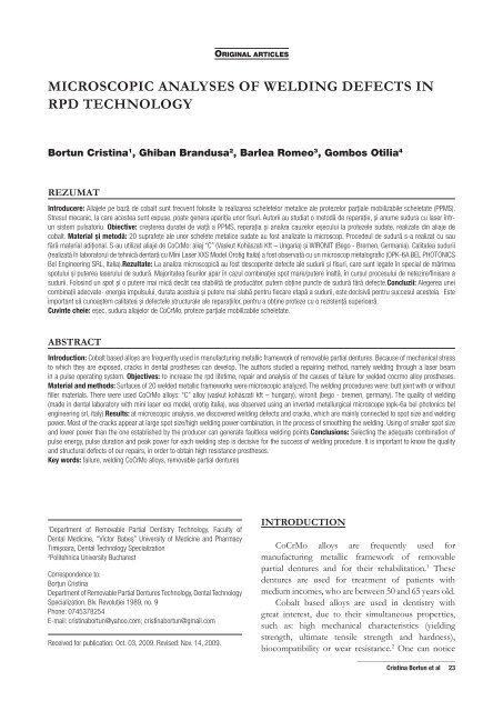 microscopic analyses of welding defects in rpd technology