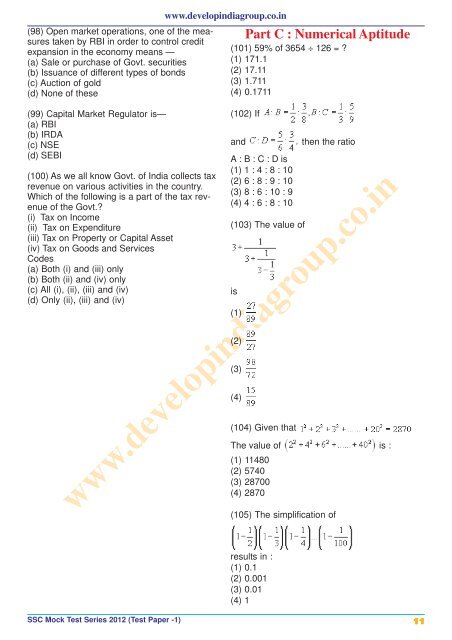 ssc test series - Developindiagroup.co.in