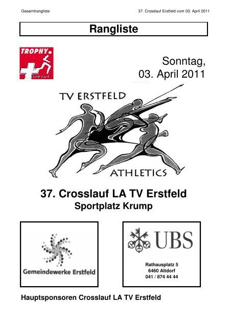 Hauptsponsoren Crosslauf LA TV Erstfeld Rangliste