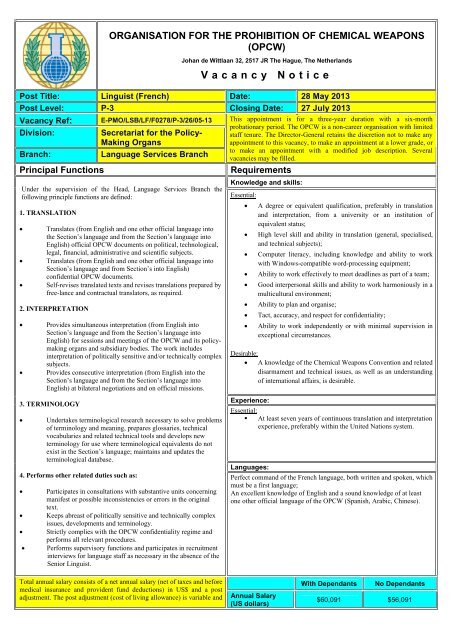OPCW Vacancy Notice - iamladp